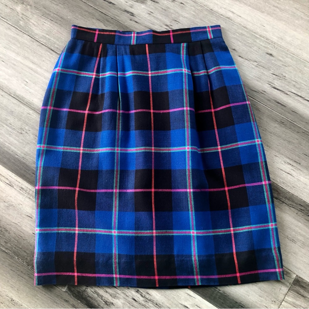 Vintage 1980s-90s That’s Me High Rise Plaid Fitted Mini Skirt Pencil Skirt - Picture 4 of 11